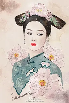 #jjseason插画# #season时尚插画# ----- Happy birthday to #郑爽#  #郑爽0822生日快乐#??O清新甜美郑爽@北坤人素材