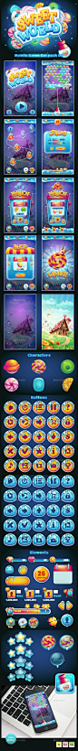 Sweet world candy shooter mobile GUI  - User Interfaces Game Assets