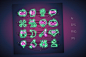 16个霓虹灯光效万圣节线性icon图标图案矢量AI PNG设计素材png259-淘宝网