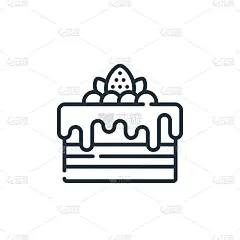 蛋糕图标矢量从糖果和糖果的概念。蛋糕的细线插图可编辑的笔触。蛋糕线性符号用于web和移动应用程序，标