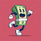 Premium Vector | Cartoon illustration of a money running on a red background han