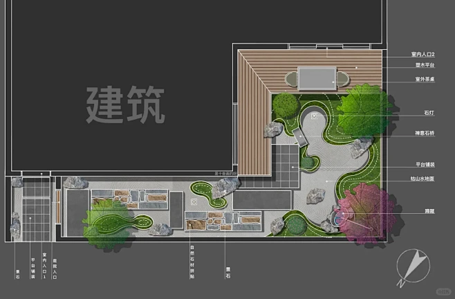100张庭院平面设计分享——23.日式禅意庭院-花瓣网