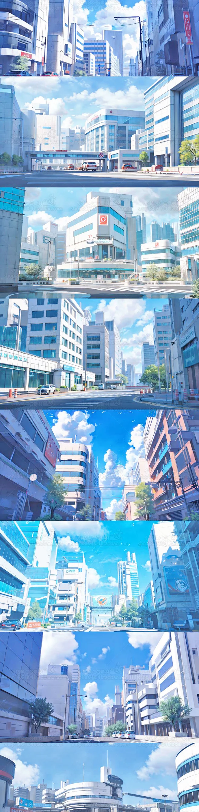 ai现代城市建筑场景素材 影视游戏场景概念设定 背景临摹插画设计
