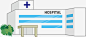 手绘医院建筑插画矢量图图标 页面网页 平面电商 创意素材
