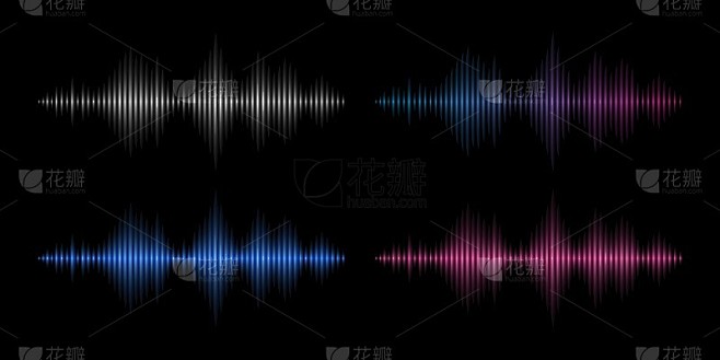 声波。音乐频率，抽象的电子音轨。金属，红...