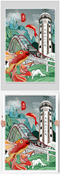 朝天门长江大桥解放碑重庆城市地标建筑插画-众图网