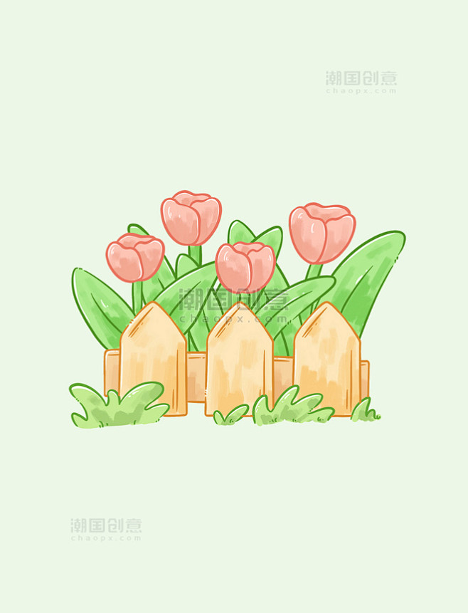 手绘郁金香花丛