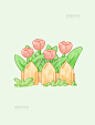 手绘郁金香花丛