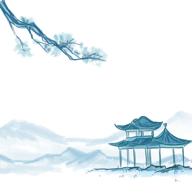 意境唯美山水画插画背景