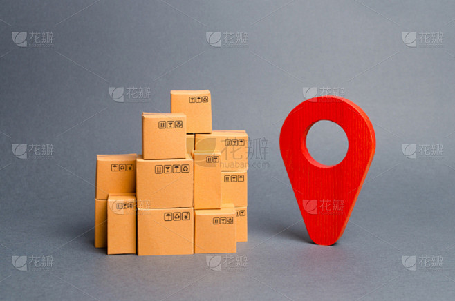 大量物体,红色,位置,互联网,商品,盒子...