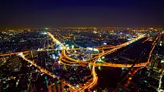 空气, 曼谷, 城市, 夜, 交通