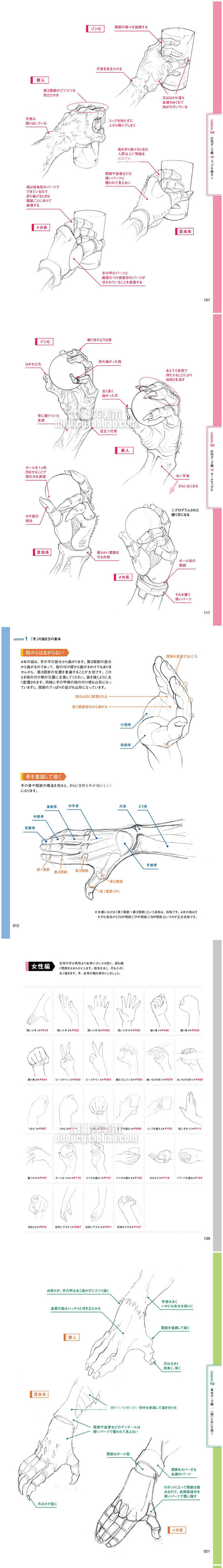 076 动漫美术素材 绘画手的动态抓握用...