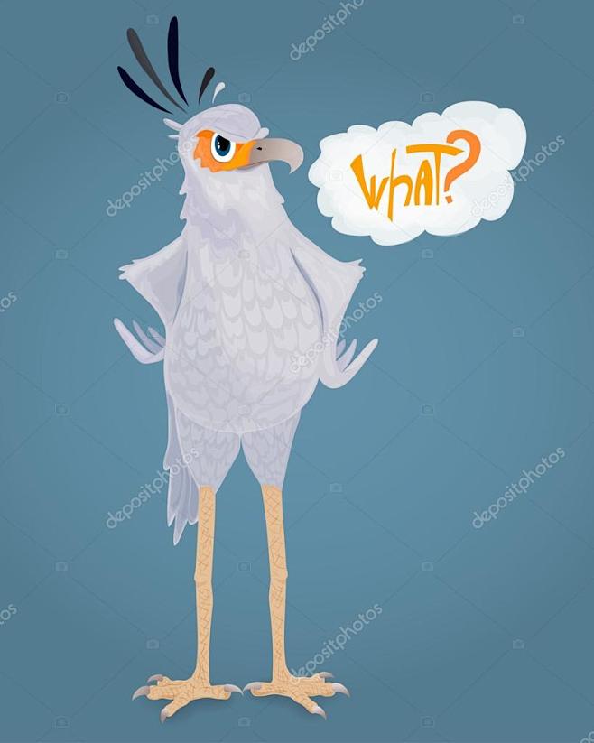 卡通愤怒的秘书小鸟。问一个问题。它应该是...