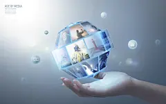 3D未来网络高科技流媒体概念广告海报PSD模板