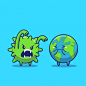 其中包括图片：Premium Vector | World scare corona virus icon illustration. corona mascot cartoon character. world icon concept isolated