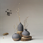 景德镇陶瓷 日式简约花器摆件三件套 时尚创意家居家饰装饰品花瓶-淘宝网