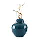 色彩家新中式铜包瓷样板房客厅蓝色摆件台灯花插装饰罐摆件组合-淘宝网