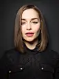 People 1600x2133 Emilia Clarke women shoulder length hair actress blue eyes simple background lipstick