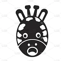 长颈鹿脸情绪图标插画标志设计
