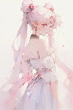 简约壁纸简单素雅美少女战士 水兵月插画