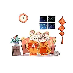 2020鼠年新年春节元素元旦元宵老鼠插画中国风ps平面设计素材6418-淘宝网