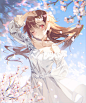 少女 花 光影