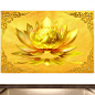 佛堂诵经念佛背景墙金莲花金光普照风水画中堂供奉墙贴画招财自粘-淘宝网