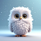 Cartoon character design, Super cute pixar style cute baby Pure white owl,Fluffy,shiny snow Pure white fluff, shiny white fluff, fairy tale tail, exquisite and delicate, fairy tale, super high detail, pixar style. Bright colors, natural light, solid color