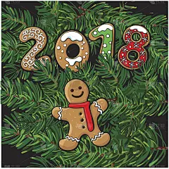 2018年圣诞贺卡，姜人饼干