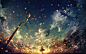 anime girls clouds dancing fire original characters wallpaper (#2090016) / Wallbase.cc