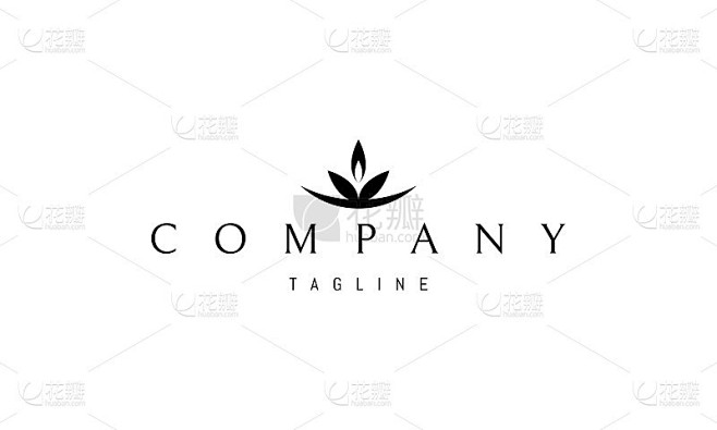 矢量标志上的抽象形象的花在盘子上的形式蜡...
