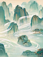 国风山水水墨画，意境满满！