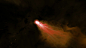 红色和橙色彗星穿越黑暗空间