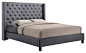 Pacifica Tufted Upholstered Platform Contemporary Bed, Gray Fabric contemporary-panel-beds