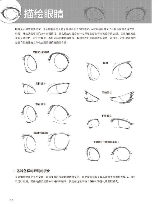 眼睛教程 | 女孩子的不同眼型画法

c...