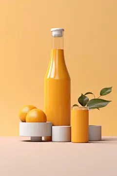AI数字艺术饮料瓶包装样机模型