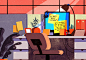 Out of Office (The Boston Globe) : Really quick turnaround illustration for the Boston Globe. For an article about how we are never really unreachable as we can always check our emails and messages via our mobile phones and the internet. Thank you to my g