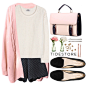 A fashion look from November 2014 featuring white shirt, black flats and pink handbags. Browse and shop related looks.