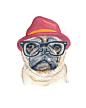 Pug Watercolor Painting Print - Hipster Dog, Hipster Animal, 8x10 Print, Funny Watercolour