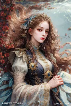 巴洛克风格女孩_提示词查看_Stable Diffusionai绘图工具关键词描述词咒语_1024X1536像素-多彩,水下,巴洛克,连衣裙,女孩,美女-提示词编号:2023070622435302-绘ai-www.ai016.com