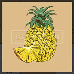 13款手绘水果插画菠萝柠檬梨石榴葡萄苹果香蕉饮品果汁矢量图素材-淘宝网