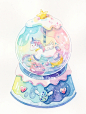 梦幻甜美的水晶球 是不是会让你拥有甜甜的梦 指路老师@小可鲁贝洛斯（有课） #插画 #水彩 #插画分享 #水彩插画