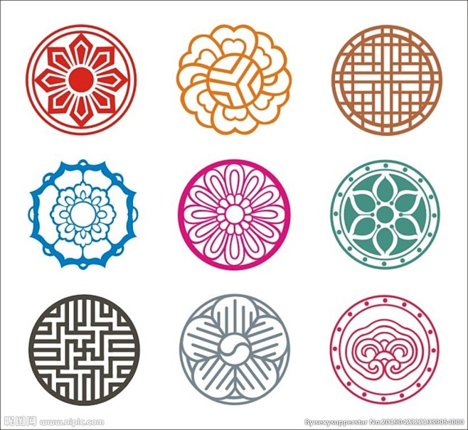 中国传统吉祥九花纹