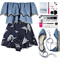 A fashion look from May 2017 featuring blue crop top, patterned shorts and lace up pointed toe flats. Browse and shop related looks.