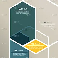 矢量线六边形信息图。图表和演示的模板