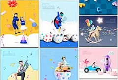 18张教育读书孩子幼儿园学校游戏儿童摄影样片海报PSD模板设计素材