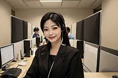 呼叫中心女性客服人物肖像摄影图