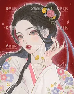 古风少女美人图  - 源文件下载【酷图网】古风,中国风,美人,美女,女孩,可爱,温柔,抚媚,国潮,国潮风,手绘,插画,