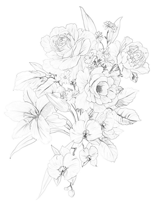底纹花线稿