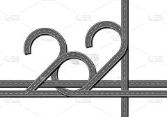 俯视图高速公路2021年的数据。道路形状的年数。